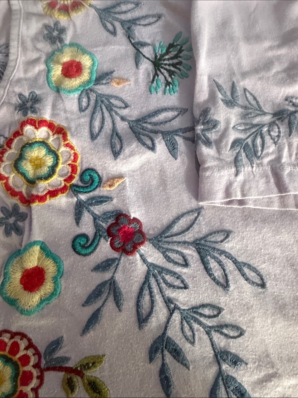 Johnny Was Lavender Embroidered Floral V-Neck Top 2X - Picture 12 of 16